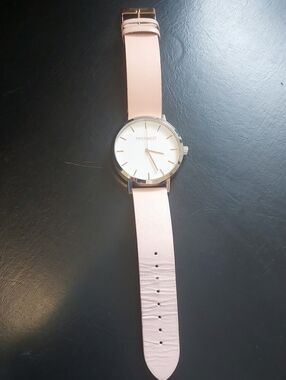 PIPERWEST Minimalist Classic Watch - Pink Leather & Silver Large Face